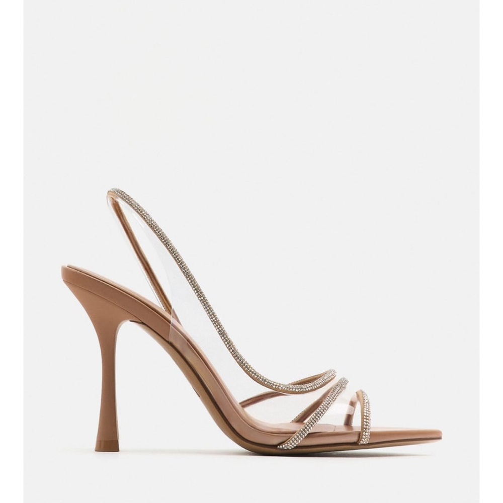 Rhinestone Vinyl High Heel Sandals